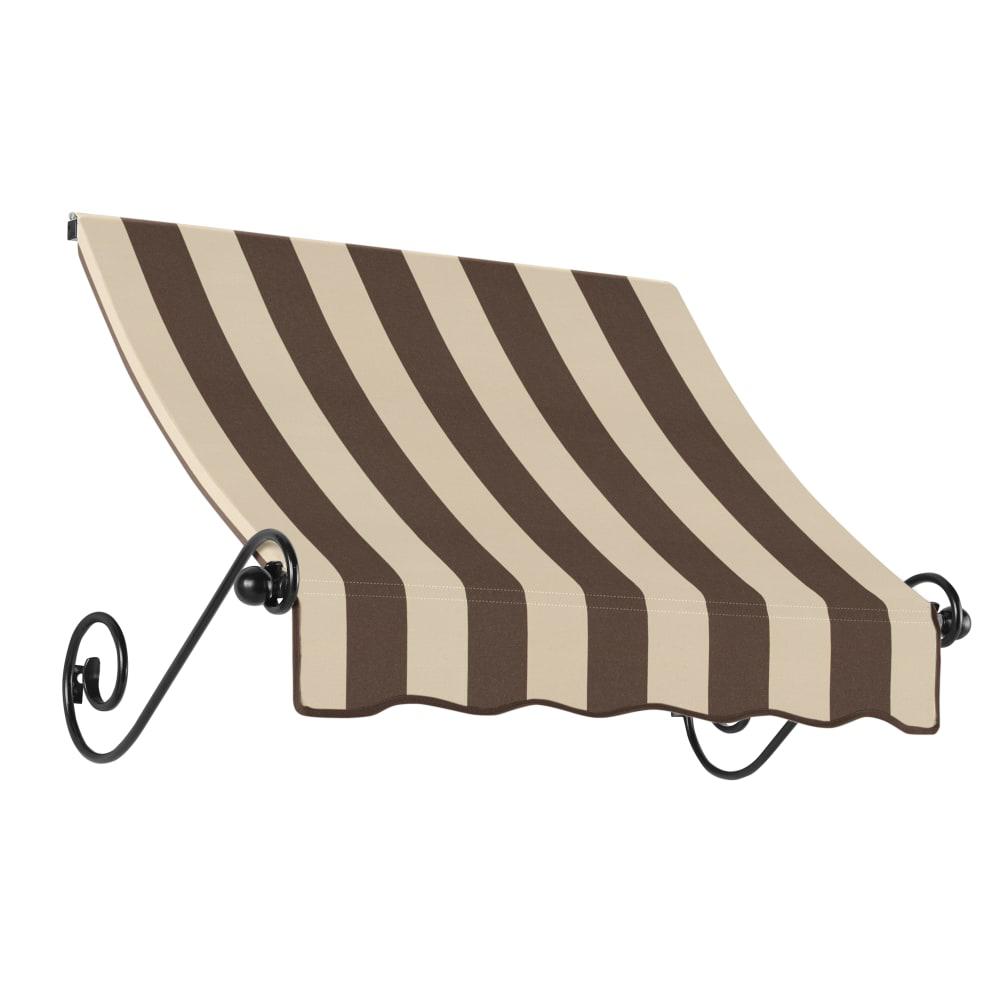 Awntech 4.375 ft Charleston Fixed Awning Acrylic Fabric, Brown/Tan Stripe