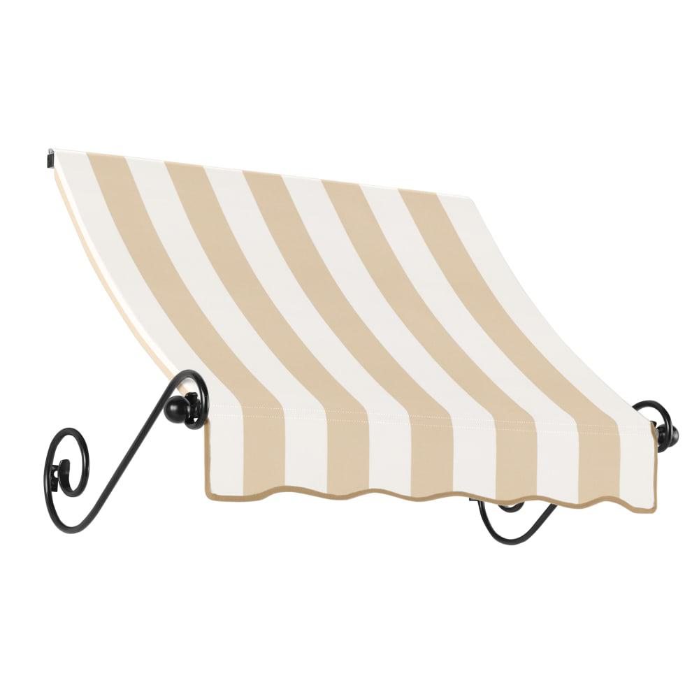 Awntech 4.375 ft Charleston Fixed Awning Acrylic Fabric, Linen/White Stripe