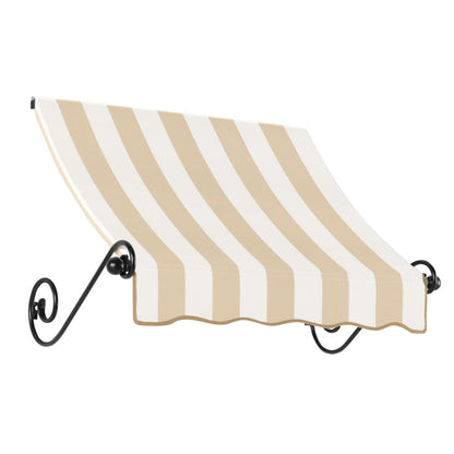 Awntech 4.375 ft Charleston Fixed Awning Acrylic Fabric, Linen/White Stripe