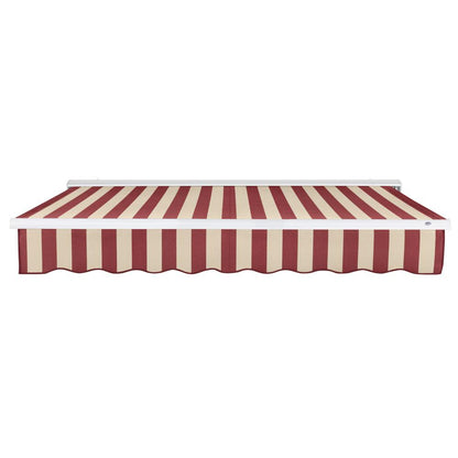 20' x 10' Destin Right Motorized Patio Retractable Awning, Burgundy/Tan Stripe