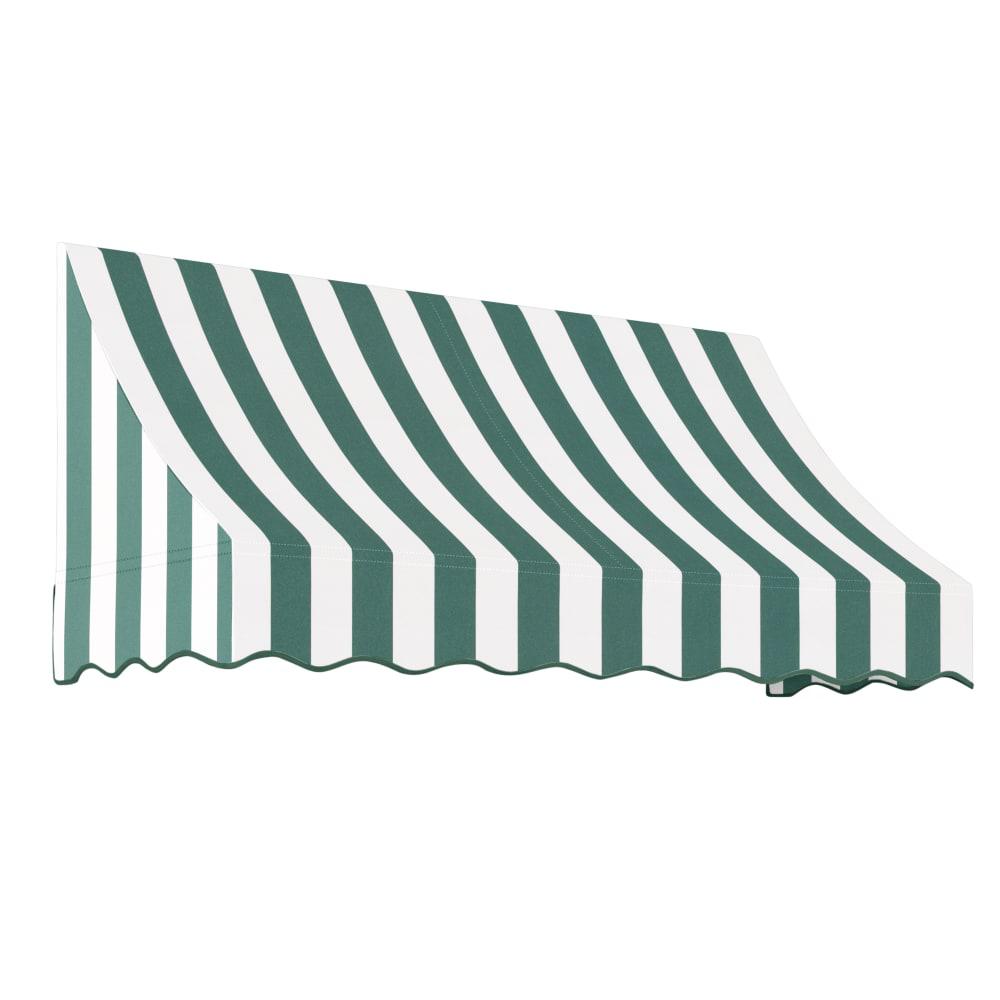 Awntech 10.375 ft Nantucket Fixed Awning Acrylic Fabric, Forest/White Stripe