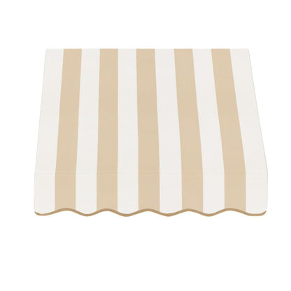 Awntech 4.375 ft San Francisco Fixed Awning Acrylic Fabric, Linen/White Stripe
