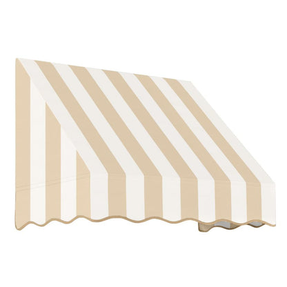 Awntech 4.375 ft San Francisco Fixed Awning Acrylic Fabric, Linen/White Stripe