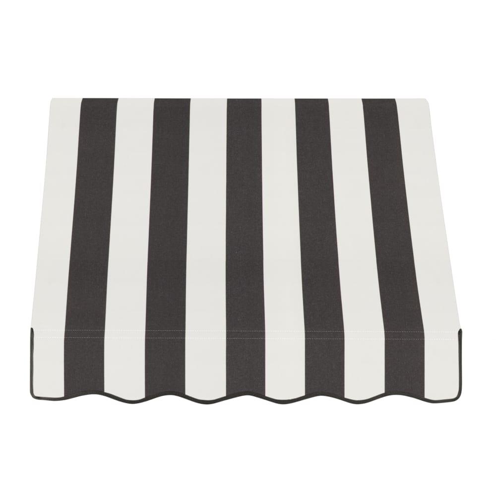Awntech 3.375 ft Dallas Retro Fixed Awning Acrylic Fabric, Black/White Stripe