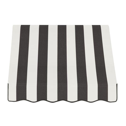 Awntech 3.375 ft Dallas Retro Fixed Awning Acrylic Fabric, Black/White Stripe