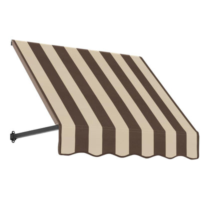 Awntech 3.375 ft Dallas Retro Fixed Awning Acrylic Fabric, Brown/Tan Stripe