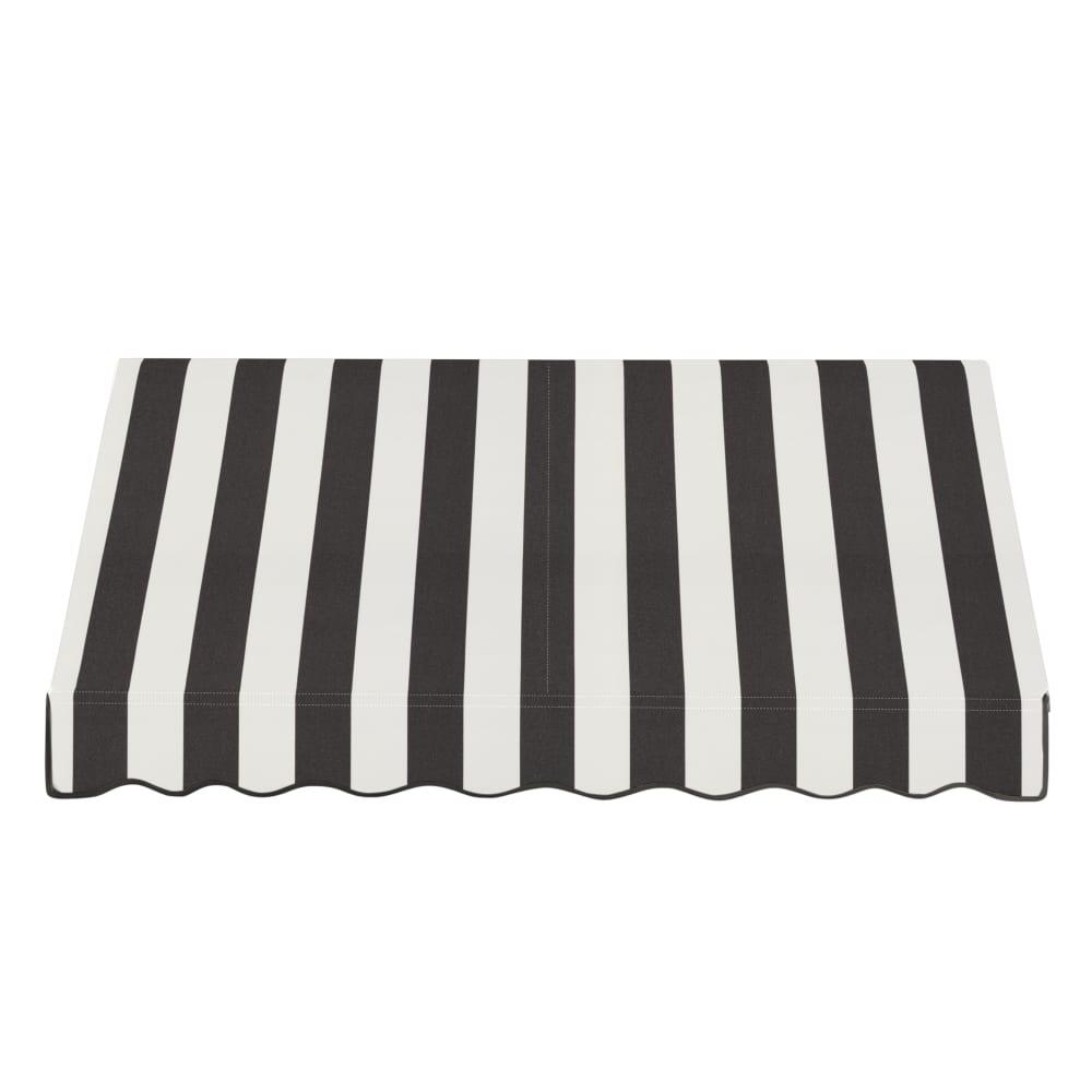 Awntech 10.375 ft Dallas Retro Fixed Awning Acrylic Fabric, Black/White Stripe