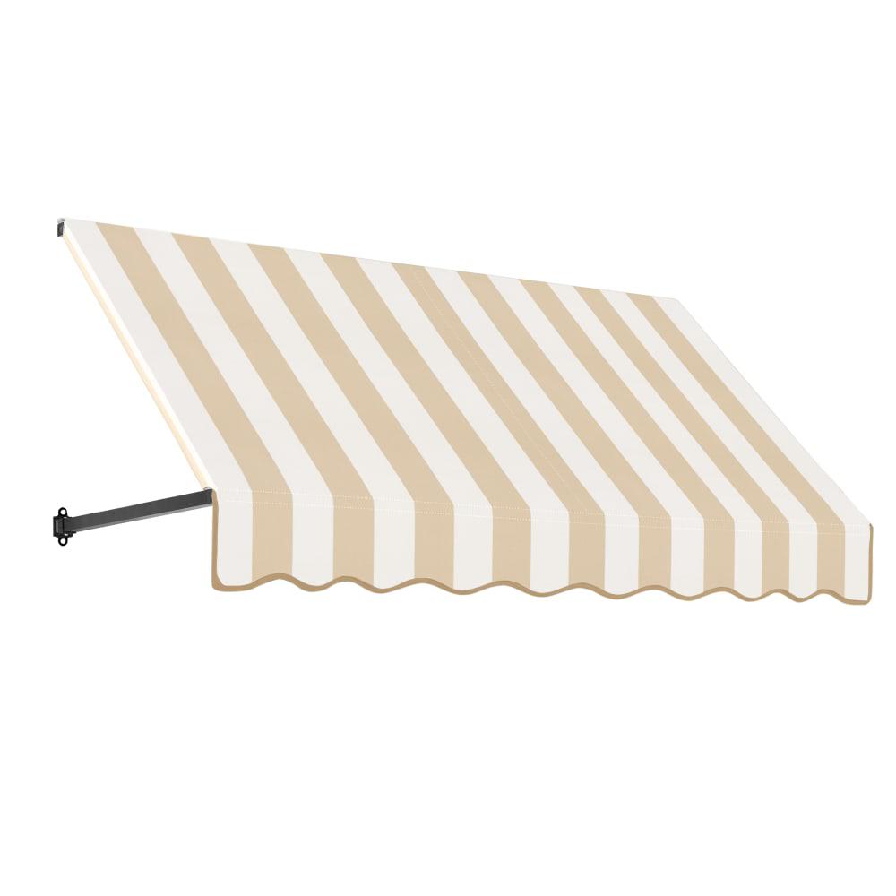 Awntech 10.375 ft Dallas Retro Fixed Awning Acrylic Fabric, Linen/White Stripe