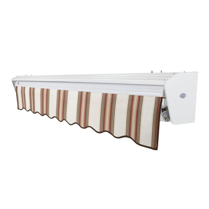 Destin Left Motorized Patio Retractable Awning, Brown/Tan/Terracotta Multi