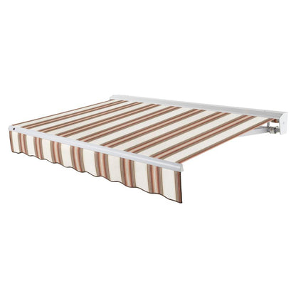 Destin Left Motorized Patio Retractable Awning, Brown/Tan/Terracotta Multi