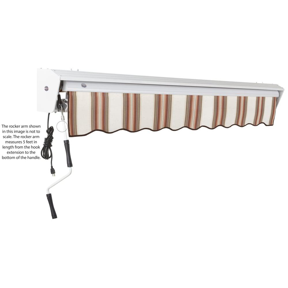 Destin Left Motorized Patio Retractable Awning, Brown/Tan/Terracotta Multi