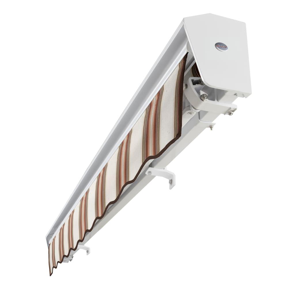 Destin Left Motorized Patio Retractable Awning, Brown/Tan/Terracotta Multi