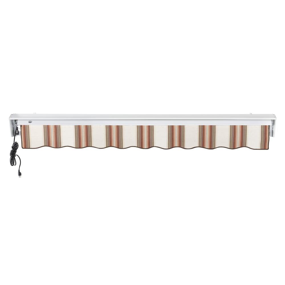 Destin Left Motorized Patio Retractable Awning, Brown/Tan/Terracotta Multi