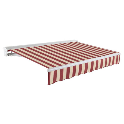 10' x 8' Destin Manual Patio Retractable Awning, Burgundy/Tan Stripe