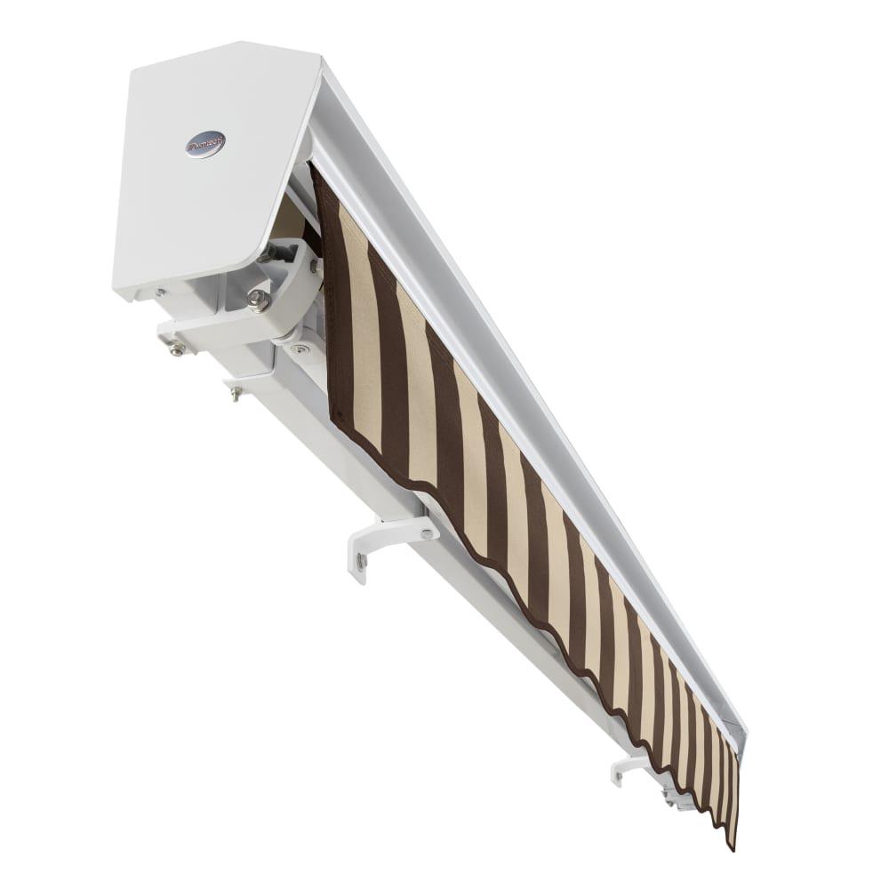 14' x 10' Destin Manual Patio Retractable Awning, Brown/Tan Stripe
