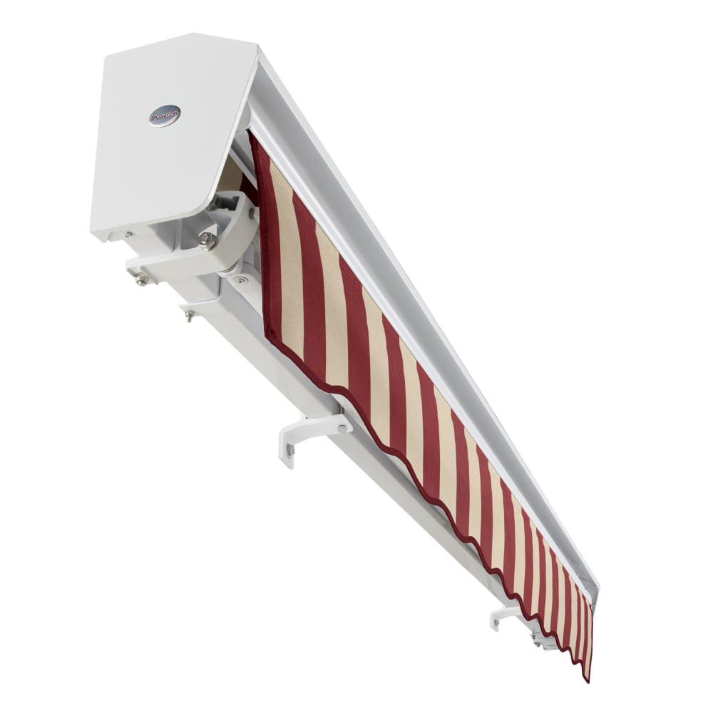 10' x 8' Destin Manual Patio Retractable Awning, Burgundy/Tan Stripe