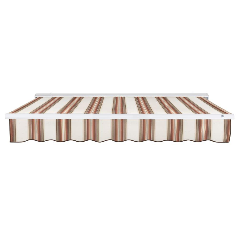 Destin Left Motorized Patio Retractable Awning, Brown/Tan/Terracotta Multi