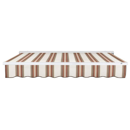 Destin Left Motorized Patio Retractable Awning, Brown/Tan/Terracotta Multi