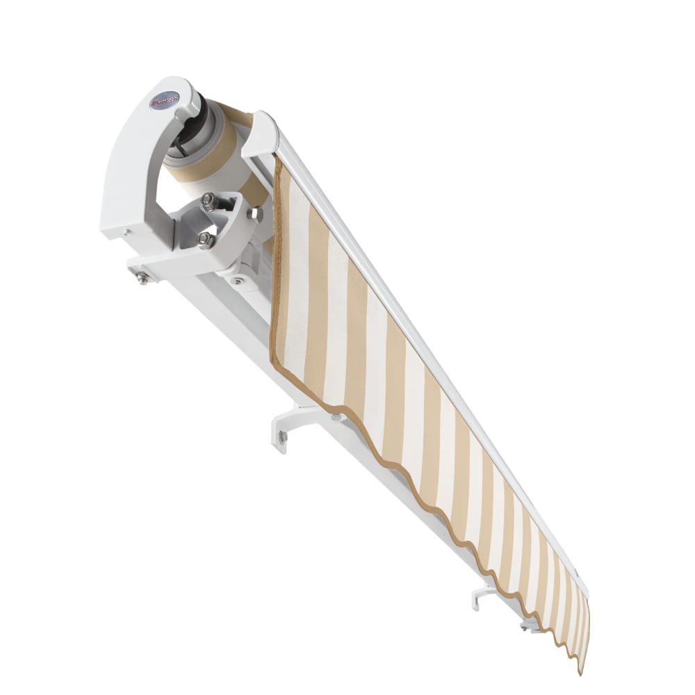 10' x 8' Maui Right Motorized Patio Retractable Awning, Linen/White Stripe