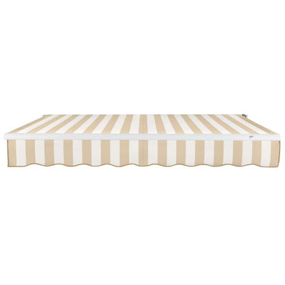10' x 8' Maui Right Motorized Patio Retractable Awning, Linen/White Stripe