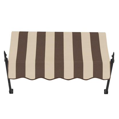 Awntech 3.375 ft New Orleans Fixed Awning Acrylic Fabric, Brown/Tan Stripe