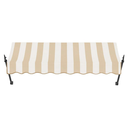 Awntech 10.375 ft New Orleans Fixed Awning Acrylic Fabric, Linen/White Stripe