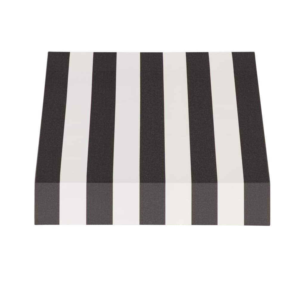 Awntech 3.375 ft New Yorker Fixed Awning Acrylic Fabric, Black/White Stripe