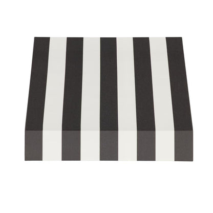 Awntech 3.375 ft New Yorker Fixed Awning Acrylic Fabric, Black/White Stripe