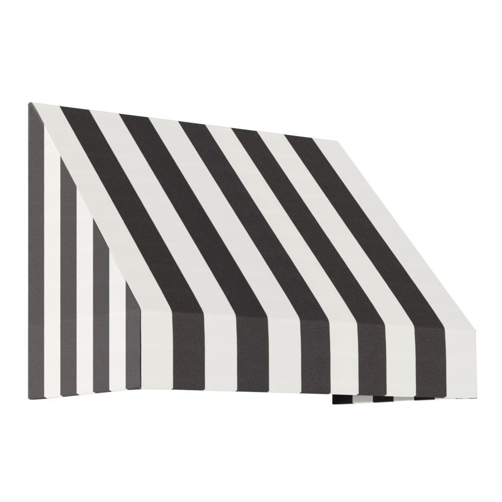 Awntech 3.375 ft New Yorker Fixed Awning Acrylic Fabric, Black/White Stripe