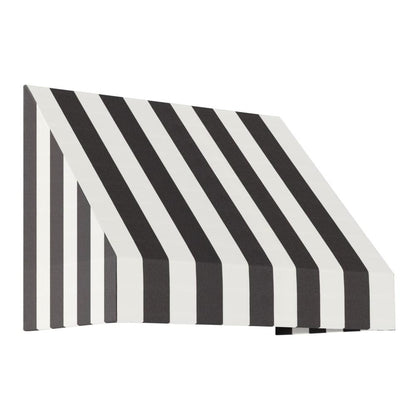 Awntech 3.375 ft New Yorker Fixed Awning Acrylic Fabric, Black/White Stripe