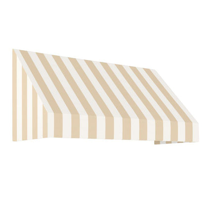Awntech 10.375 ft New Yorker Fixed Awning Acrylic Fabric, Linen/White Stripe