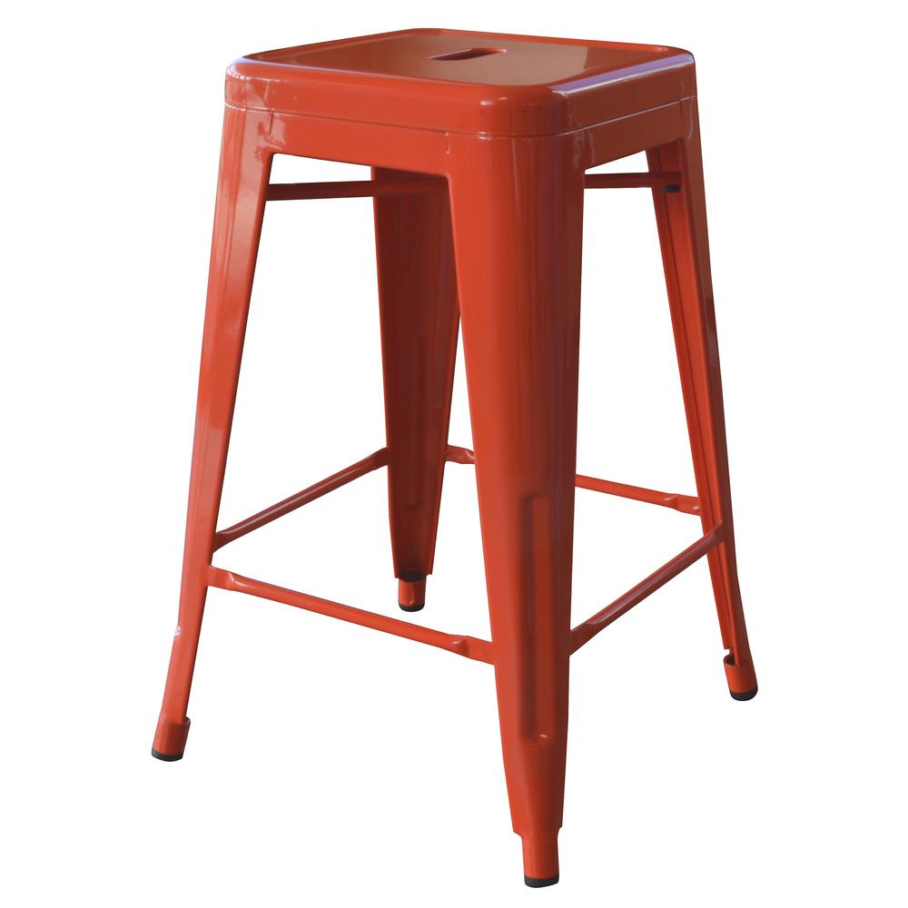 AmeriHome Loft Orange 24 Inch Metal Bar Stool - 4 Piece