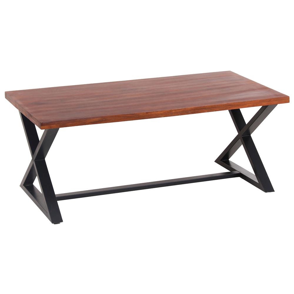 AmeriHome Acacia Wood Cross Leg Living Room Table Set