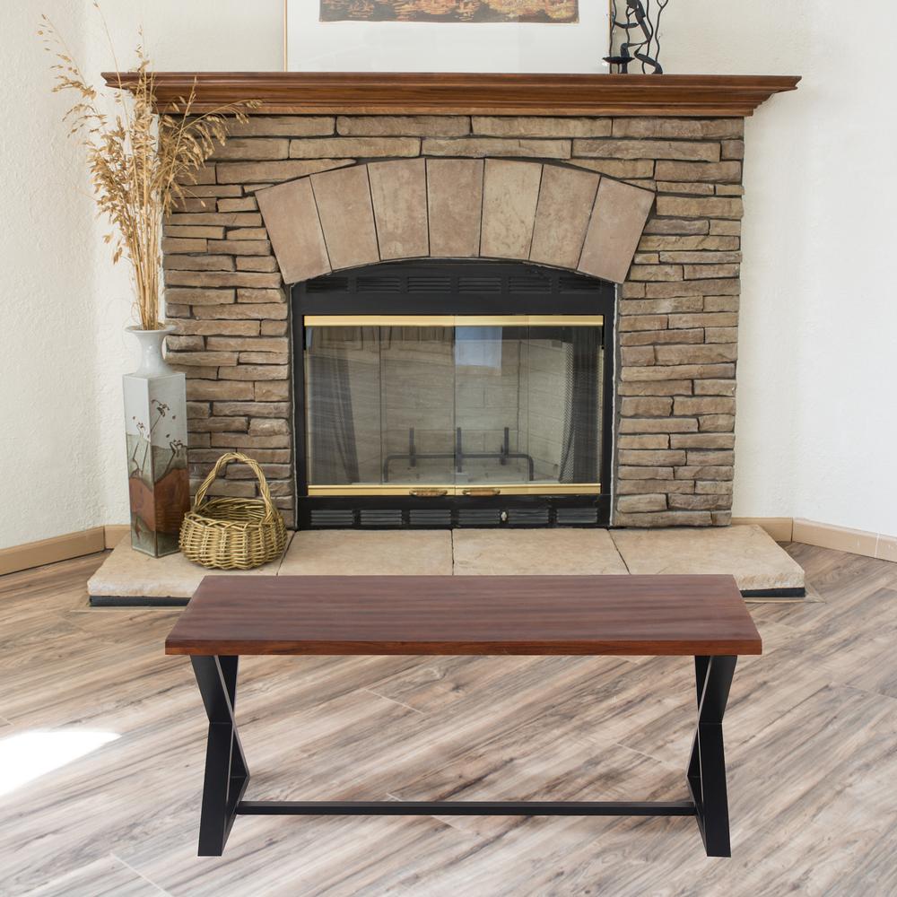 AmeriHome Acacia Wood Cross Leg Living Room Table Set