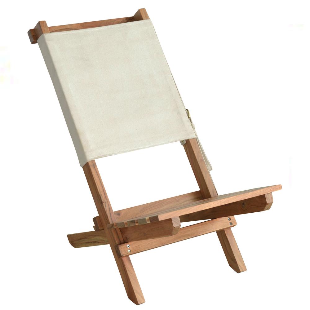 AmeriHome Acacia and Canvas Folding Chair