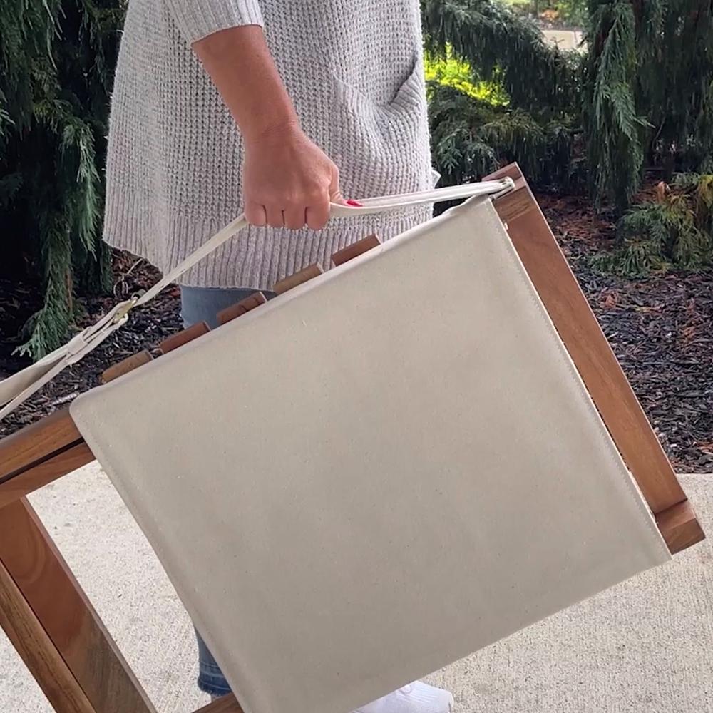 AmeriHome Acacia and Canvas Folding Chair