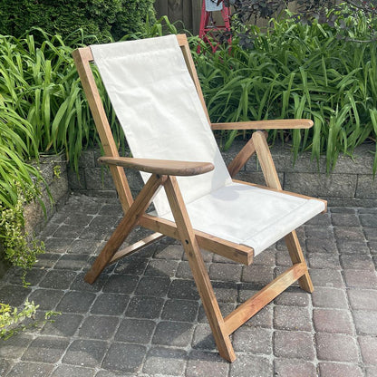 AmeriHome Acacia and Canvas Folding Arm Chair
