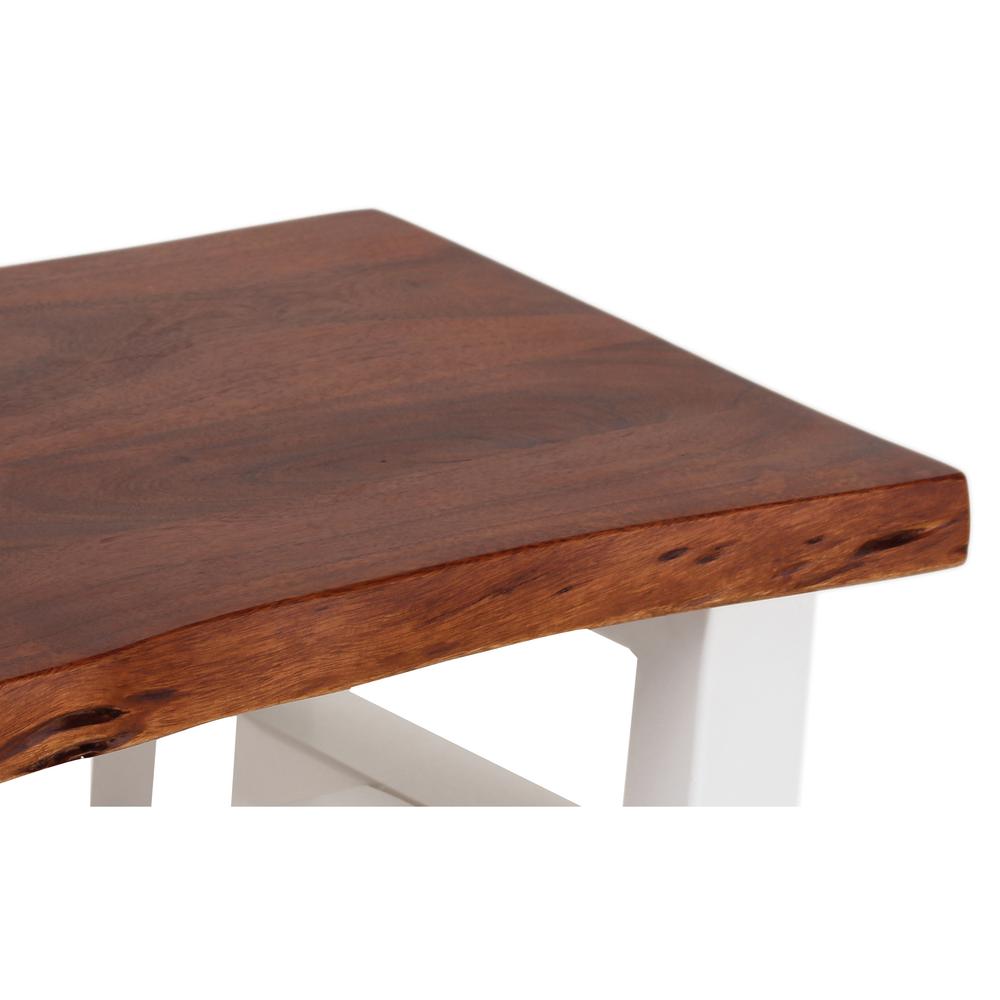 AmeriHome Acacia Live Edge 46 inch Bench - White