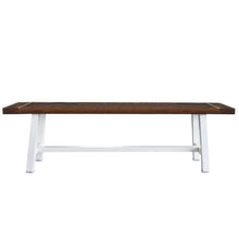 AmeriHome Indoor/Outdoor 63 in. Bench with Acacia Top and Metal Base - White