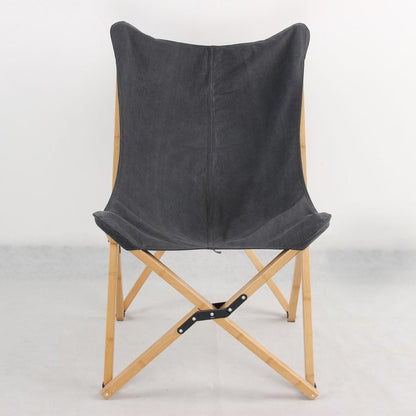 AmeriHome Canvas and Bamboo Butterfly Chair - Black - 2 Piece Set