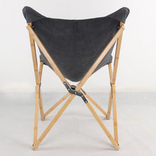 AmeriHome Canvas and Bamboo Butterfly Chair - Black - 2 Piece Set