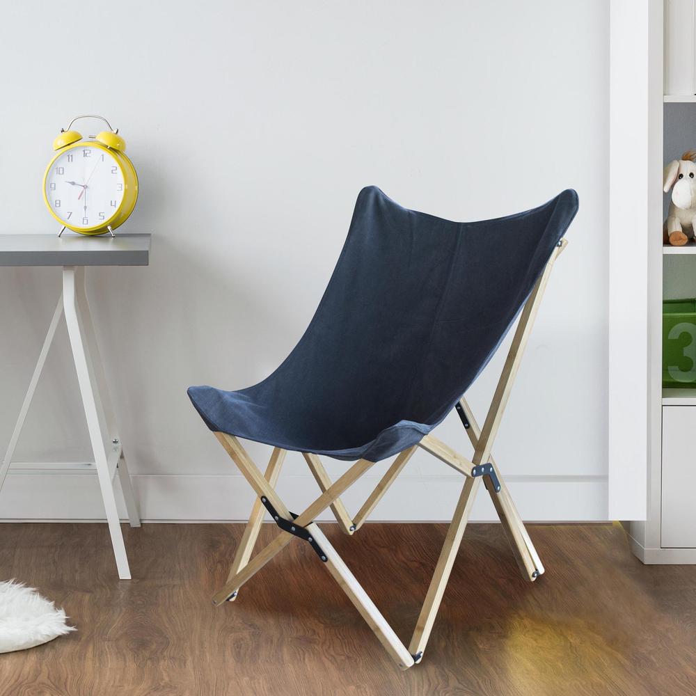AmeriHome Canvas and Bamboo Butterfly Chair - Black