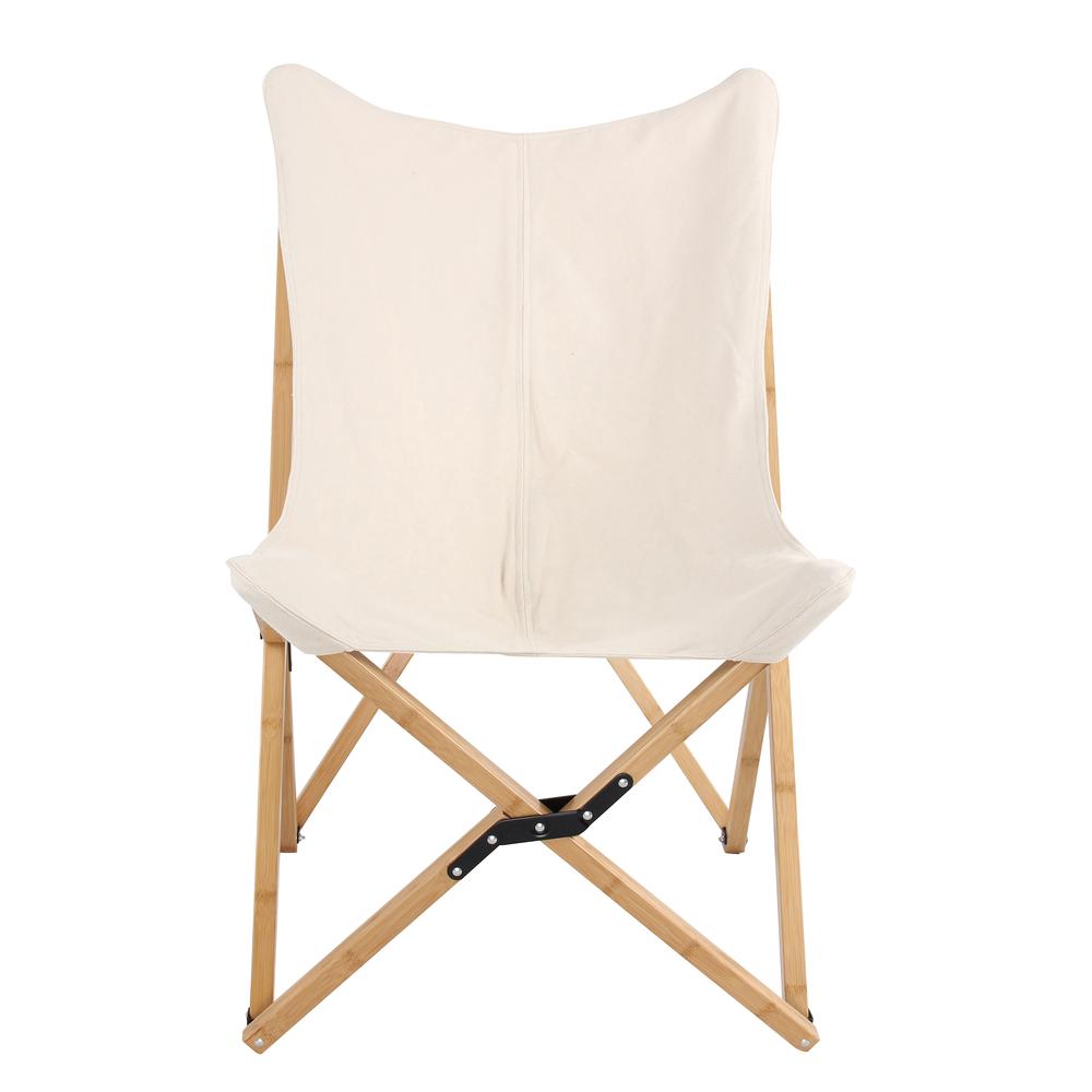 AmeriHome Canvas and Bamboo Butterfly Chair - White