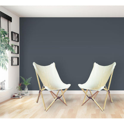 AmeriHome Canvas and Bamboo Butterfly Chair - White - 2 Piece Set