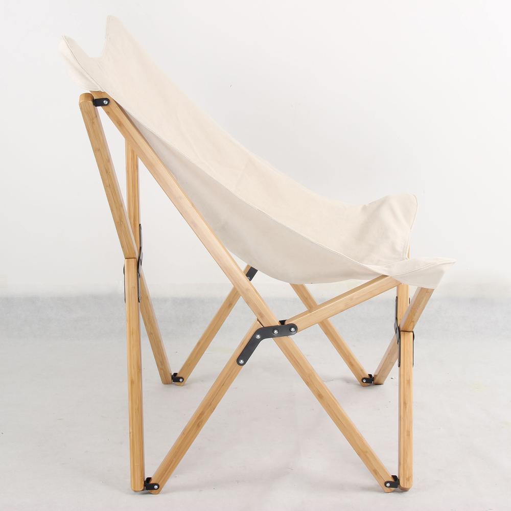 AmeriHome Canvas and Bamboo Butterfly Chair - White - 2 Piece Set