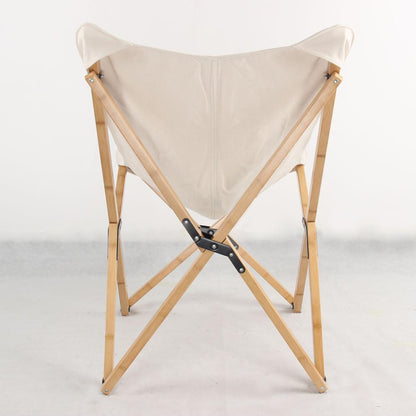 AmeriHome Canvas and Bamboo Butterfly Chair - White - 2 Piece Set
