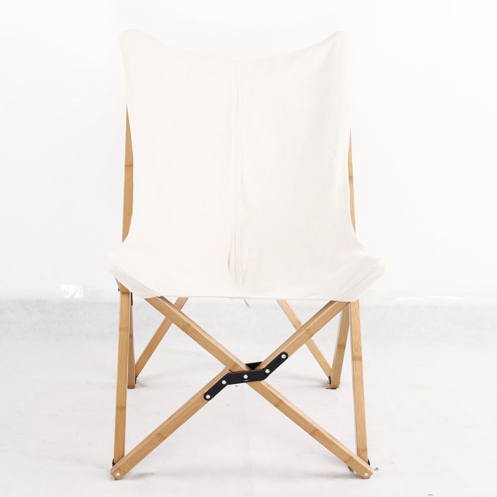 AmeriHome Canvas and Bamboo Butterfly Chair - White