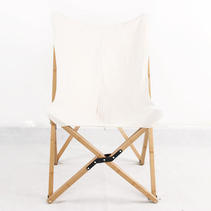 AmeriHome Canvas and Bamboo Butterfly Chair - White