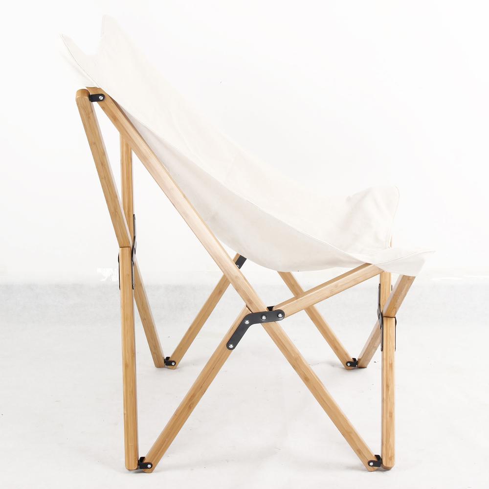 AmeriHome Canvas and Bamboo Butterfly Chair - White