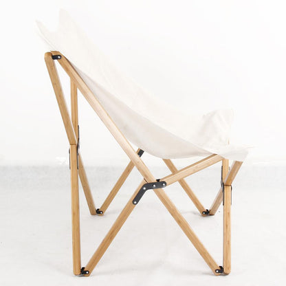 AmeriHome Canvas and Bamboo Butterfly Chair - White